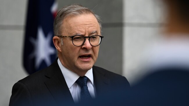 Prime Minister Anthony Albanese lashed critics of the government's proposed "same job, same pay" reforms as he insisted wage growth in the aged care system would boost productivity, not inflation. Picture: NCA NewsWire/Martin Ollman