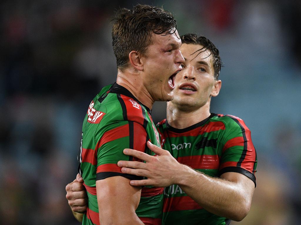 Liam Knight (left) will get first crack at replacing Cameron Murray (R) at lock forward. Picture: AAP Image/Dan Himbrechts