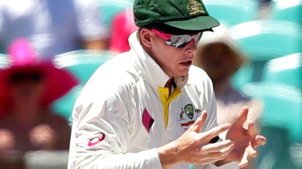 Steve Smith drops a catch from Lokesh Rahul after an issue with spidercam during Day3 of the Test Match between Australia and India at the Sydney Cricket Ground .Picture Gregg Porteous