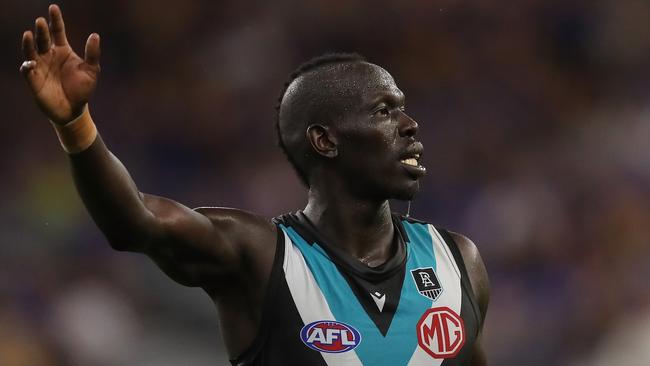 Aliir Aliir has fit straight into Port Adelaide’s back six. Picture: Will Russell/AFL Photos