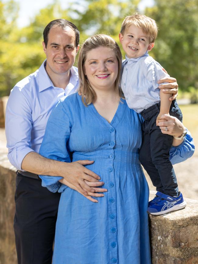 Opposition Leader Vincent Tarzia and his wife Charissa with son Leonardo, 3. Picture: Kelly Barnes