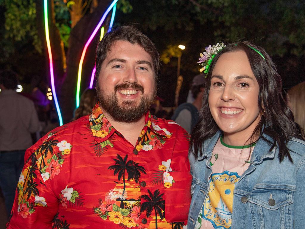 (From left) Garth Weir and Sarah Gleeson. Toowoomba Carnival of Flowers Festival of Food and Wine. Saturday, September 14, 2024. Picture: Nev Madsen