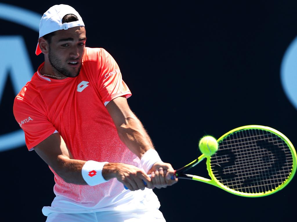 Berrettini in his second appearance in the main draw at the Australian Open in 2019. He lost in the first round to Stefanos Tsitsipas. Picture: Darrian Traynor/Getty Images