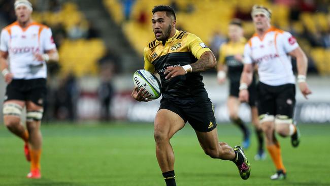 Vince Aso scored a hat-trick as the Hurricanes thrashed the Cheetahs in Wellington.