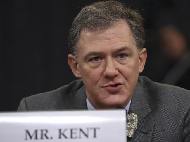 Career Foreign Service officer George Kent testifies before the House Intelligence Committee on Capitol Hill in Washington. Picture: AP