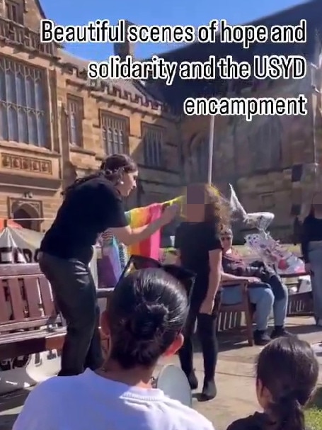 Children were clapped along by anti-Israel Macquarie University academic Randa Abdel-Fattah.