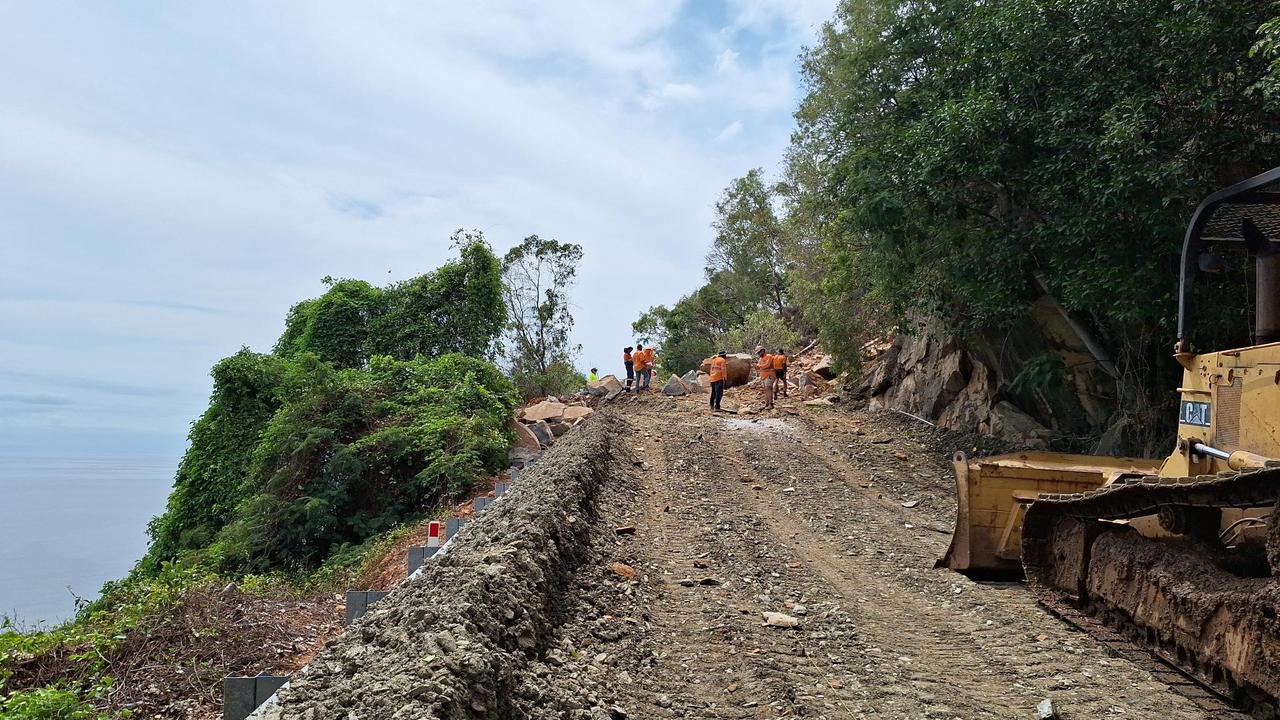 TMR crews are making rapid progress on problems closing the Captain Cook Highway between Cairns and Port Douglas. Picture: TMR