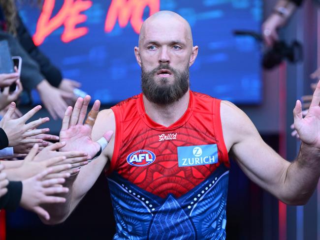 MELBOURNE, AUSTRALIA - MAY 25: Max Gawn of the Demons runs out before the round 11 AFL match between Narrm (Melbourne Demons) and Sydney Swans at Melbourne Cricket Ground, on May 25, 2025, in Melbourne, Australia. (Photo by Quinn Rooney/Getty Images)