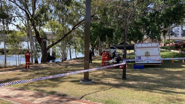 A control centre set up on the banks of the Fitzroy River on the morning of October 19.