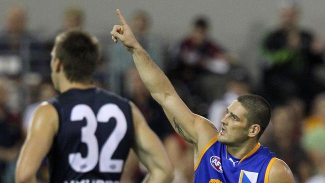 The Gabba was packed when Brendan Fevola clashed with his old side Carlton in 2010. Picture: Darren England.