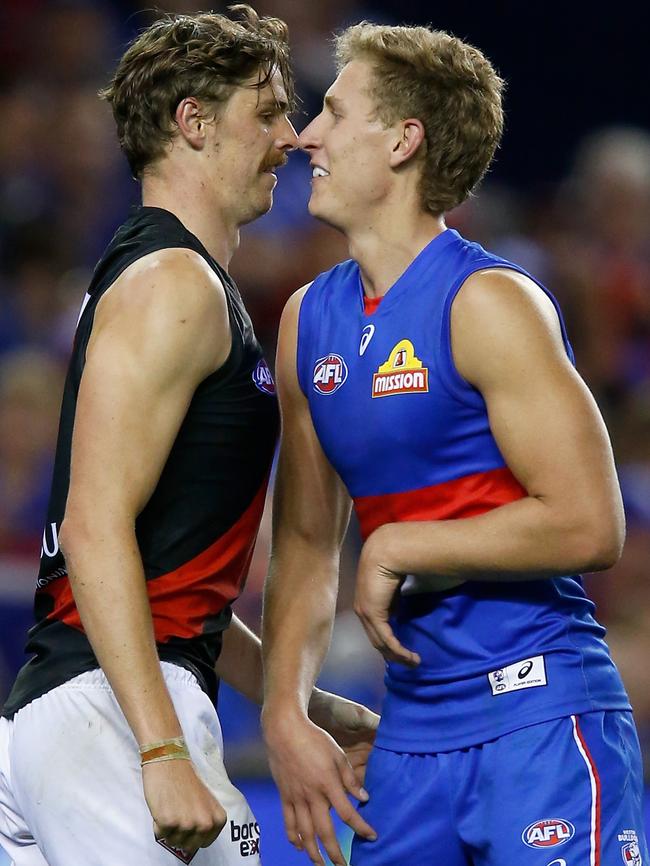 Joe Daniher and Aaron Naughton get to know each other.