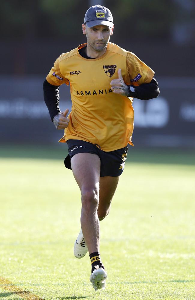 Chad Wingard strides out on Saturday. Picture: Michael Klein