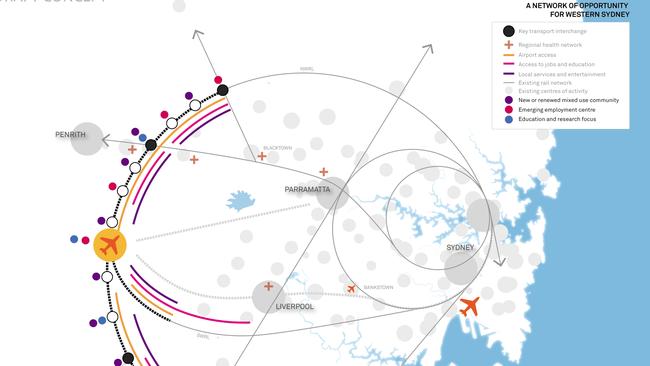 Pictured is the Western Sydney Corridor Draft Concept, supplied by the Western Sydney Rail Alliance who maintain a rail connection linking Western Sydney to an airport at Badgerys Creek would deliver more than 40,000 jobs for the region.