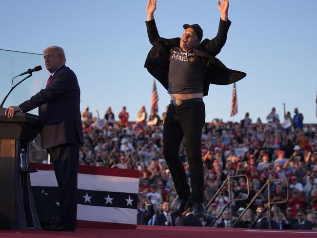 Back in the day when Elon Musk and President Donald Trump were inseparable. Picture: AP