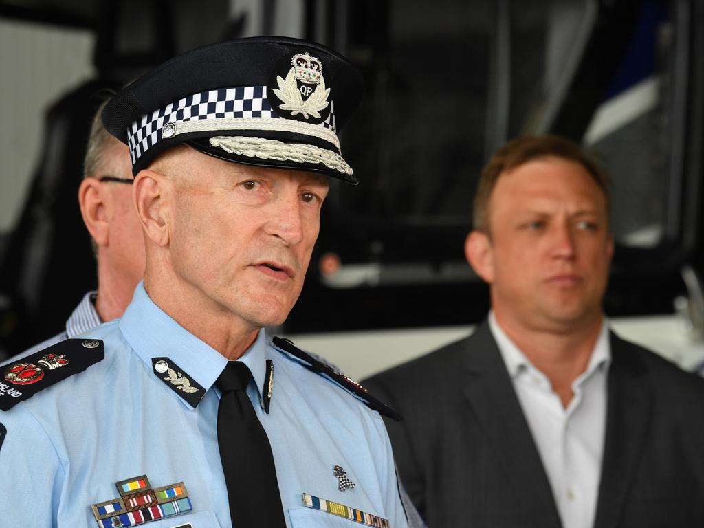 QLD's new Police Commissioner Steve Gollschewski and Premier Steven Miles. Picture: Evan Morgan