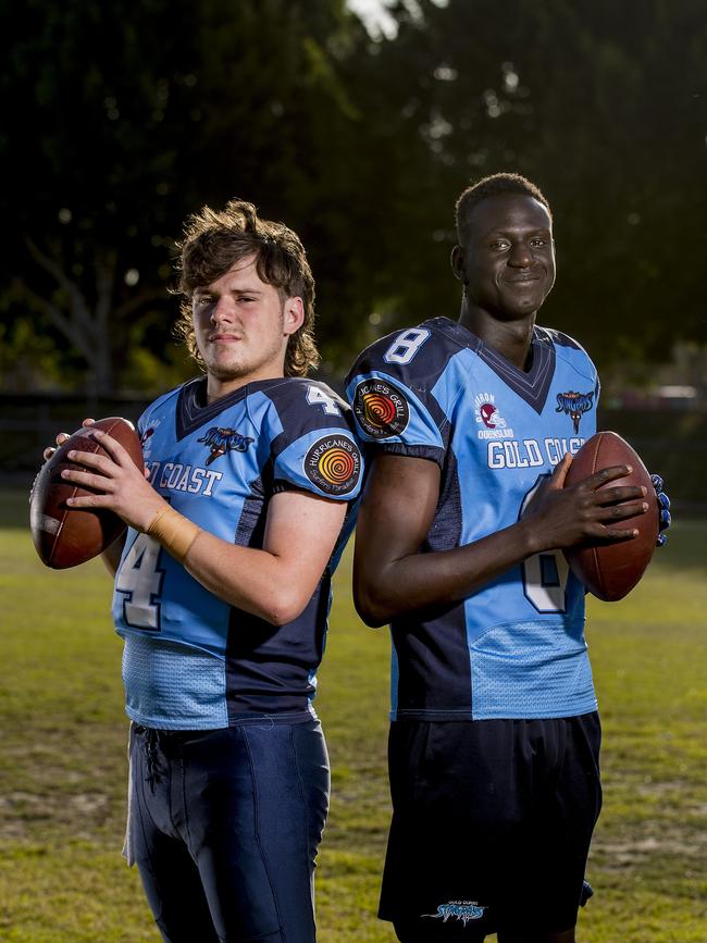 Stingrays players, Cynan Tomkins and Goor Chapari. Picture: Jerad Williams