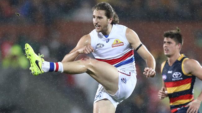 Marcus Bontempelli in action against Adelaide on Friday night.