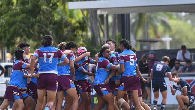 Queensland School Rugby League Championship Finals at Jack Manski Oval, Townsville. UNDER 15 grand final. South Coast celebrate. Picture: Evan Morgan