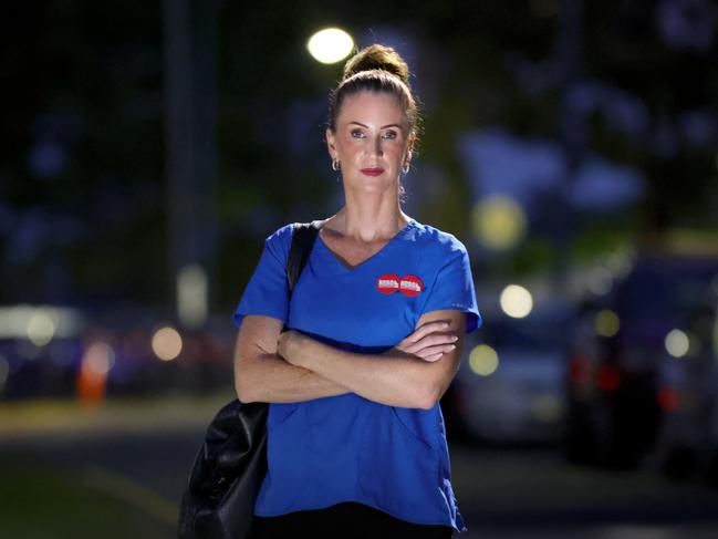 Kara Thomas, says Queensland hospitals are not doing enough to protect their staff, with nurses claiming they're having to make way to work along dark roads, Prince Charles Hospital, Webster Rd, Chermside - On Thursday 28 November 2024 - Photo Steve Polhner