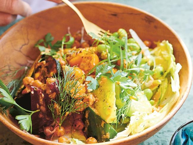 Summer chopped salad with citrus sesame dressing.