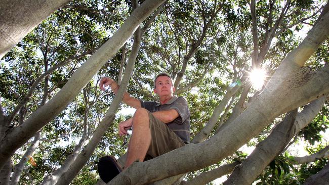 Protester Peter Rule from Paradise Waters wanted to save the trees and open space for future generations. Picture: Glenn Hampson.