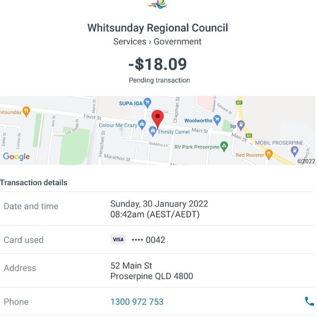 Care Park said this receipt was 'evidence which clearly shows [Mr Davey and his friend] paid $18.09 for 24 hours parking at the Whitsundays Regional Council Car Park although they parked next door in the privately owned Coral Sea Marina Car park which only allows parking for up to 12 hours maximum'. Picture: Supplied