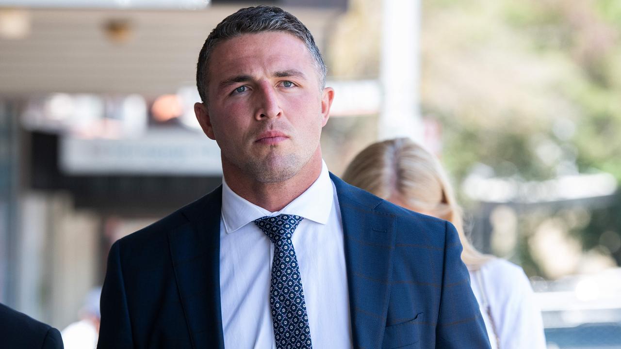 Sam Burgess is seen leaving the Moss Vale Local Court.