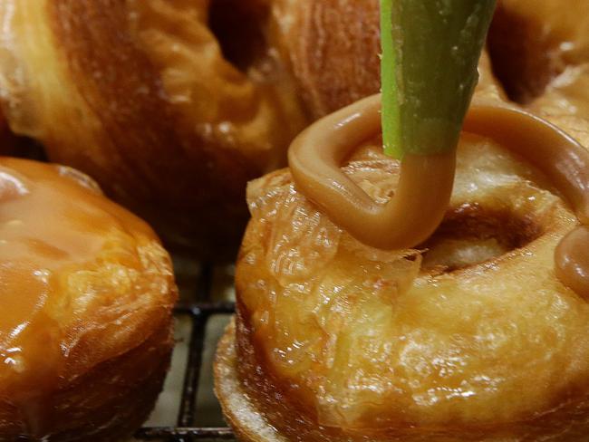 Cronuts being made at Flour and Chocolate bakery, Morningside, Brisbane. Photographer: Liam Kidston.