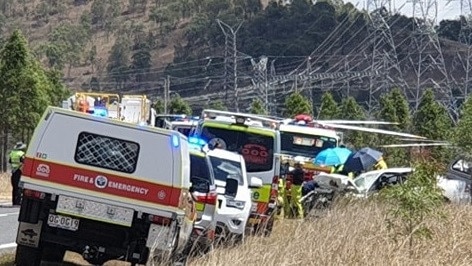 The crash scene on the Wide Bay Highway