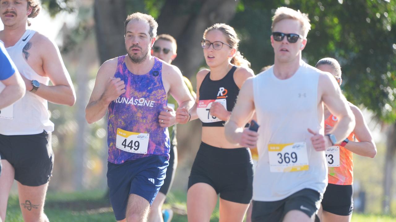 City-Bay Fun Run - Runners, walkers and everyone else, begin the long run down Anzac Highway. (Ben in the middle I think).15 September 2024. Picture: Dean Martin