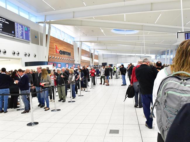 Long queues at Adelaide Airport following the foiled Sydney bomb plot could become a permanent feature as security is stepped up. Picture: Keryn Stevens.