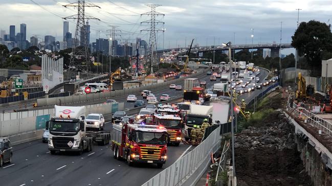 The truck incident outbound just past Williamstown Rd.