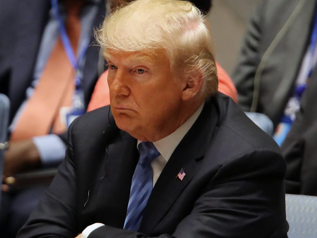 Donald Trump chairs a UN Security Council meeting on September 26, 2018. The UN’s court ruled against the US, prompting it to end its treaty with Iran. Picture: Spencer Platt/Getty Images/AFP