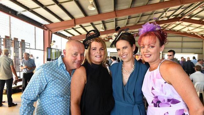 John Meilen, Carolyn Ludkin, Amanda Horkings, Kylie Smith at the Cox Plate race day at Ferguson Park.