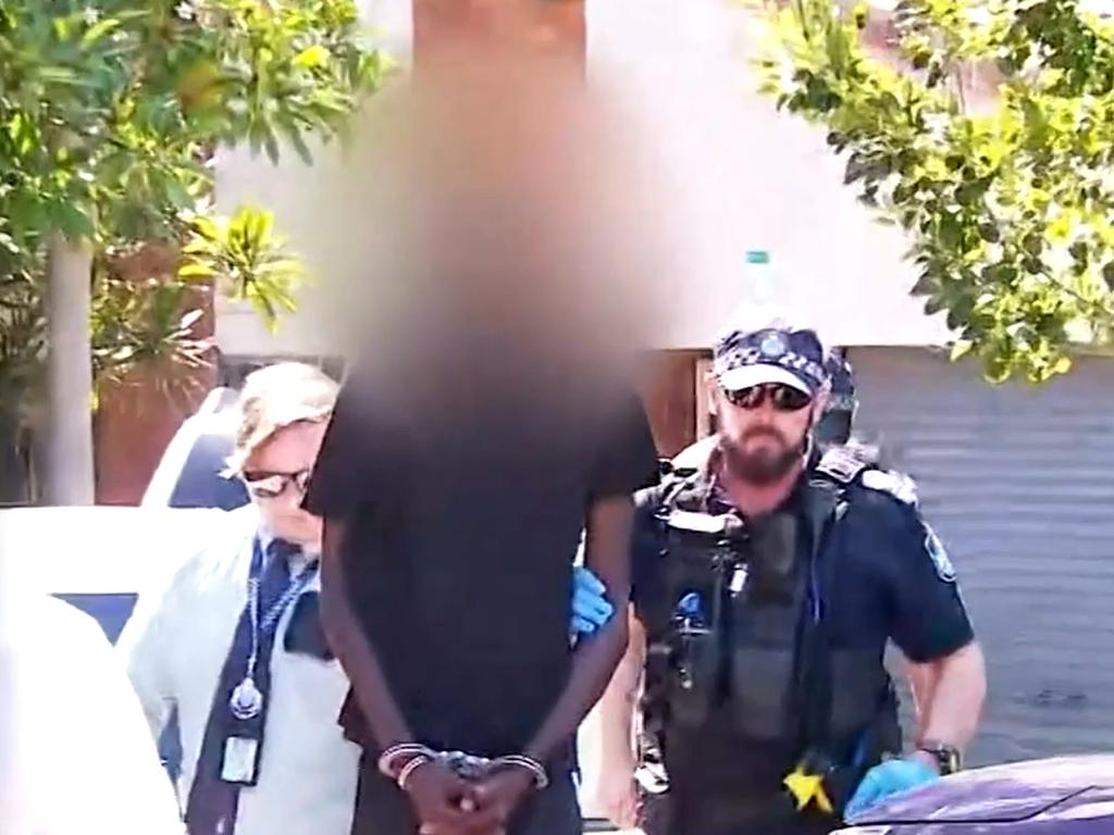 One of the accused is arrested by police. Picture: Channel 9