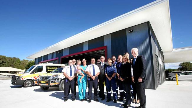 Tweed MP Geoff Provest and Health Minister Brad Hazzard inspected Pottsville's new Ambulance station. Picture: Scott Powick