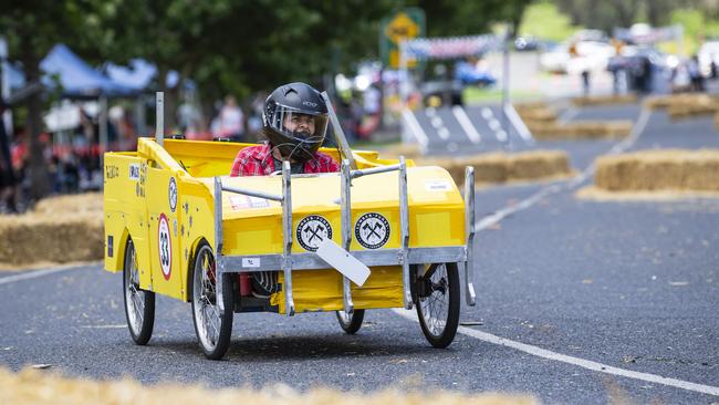 Melinda Schubert racing in the Greenmount Billy Kart Challenge, Saturday, November 23, 2024. Picture: Kevin Farmer