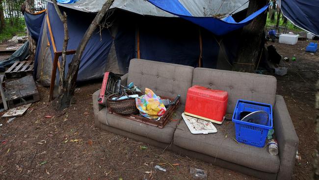 A lounge room at tent city is like no other. Picture: Toby Zerna