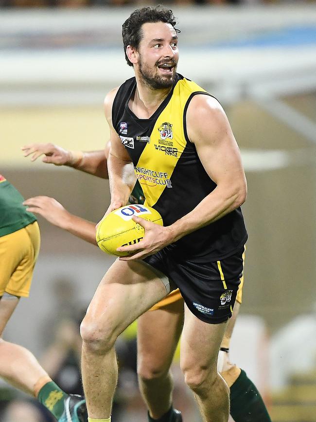 John Butcher weighs up his options for Nightcliff against St Mary’s in the 2020-21 NTFL Grand Final. Picture: Felicity Elliott/AFLNT Media