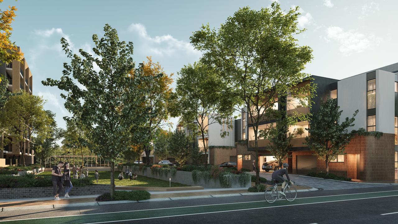 Artist impression of the Forestville terrace homes and reserve, which is part of the $250m housing development on the old Le Cornu site on Anzac Highway. Picture: Renewal SA