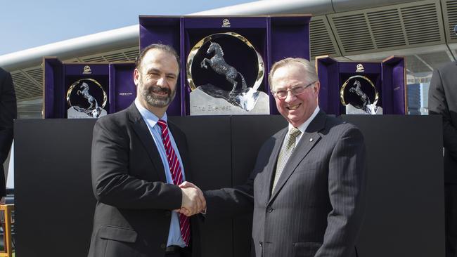 Racing NSW CEO, Peter V'landys and Chairman Russell Balding. Picture: Hollie Adams/The Australian