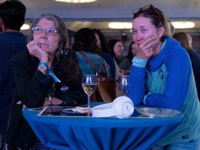 There was a sombre mood during the Arizona Democratic Party's Election Night watch party at Hilton Phoenix Resort, Picture: AFP.