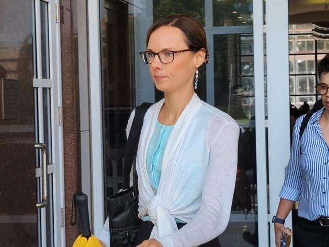 Laura Adele Hinks leaving the Supreme Court on Friday ahead of her sentencing for the kidnapping of her five-year-old daughter Grace and attempted abduction of her 11-year-old son in August 2022.