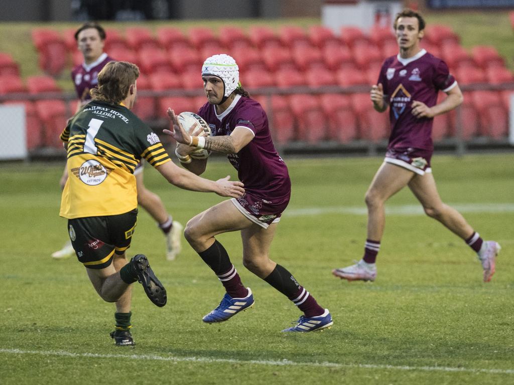 Kristian Bond of Dalby against Wattles. Picture: Kevin Farmer.