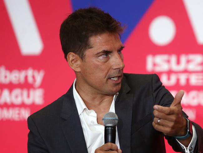 SYDNEY, AUSTRALIA - OCTOBER 10: Nick Garcia, Commissioner of the A-Leagues speaks on stage during the A-Leagues 2023/24 Season Launch at Carriageworks on October 10, 2023 in Sydney, Australia. (Photo by Jason McCawley/Getty Images)