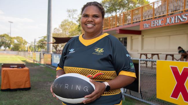 Bianca Scrymgour at the launch of the 2023-24 Darwin Rugby Union season. Picture: Pema Tamang Pakhrin