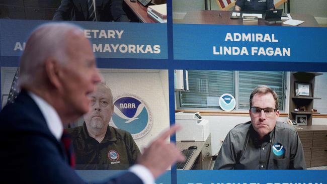 US President Joe Biden speaks during a briefing about Hurricane Milton in the Eisenhower Executive Office Building October 9, 2024 in Washington, DC. (Photo by Brendan Smialowski / AFP)