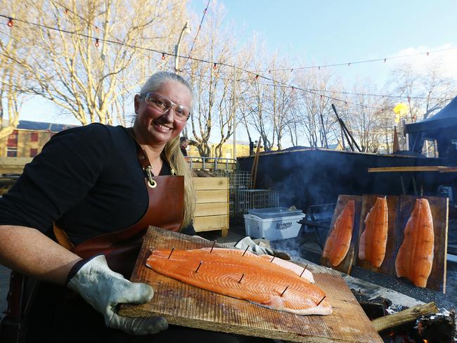 Bente Grysbaek, of Denmark, will showcase Huon Aquaculture’s cured and smoked salmon products for Dark MOFO winter feast guests. Picture: MATT THOMPSON