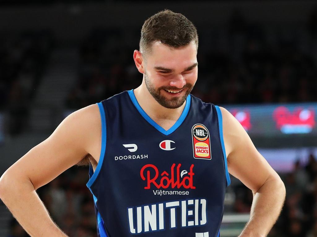 Melbourne United centre Isaac Humphries has received global respect after revealing he is gay in an emotional and brave address to teammates. Photo: Kelly Defina/Getty Images.