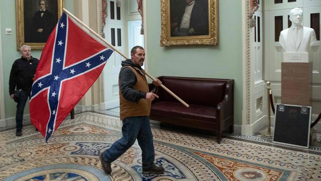 A supporters of US President Donald Trump inside the US Capitol Rotunda. Picture: AFP